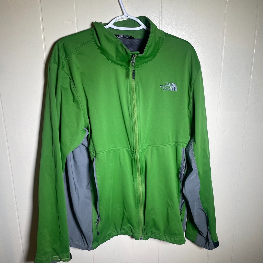 The North Face Windstopper Full Zip Colorblock Track Jacket Green Gray Mens XL